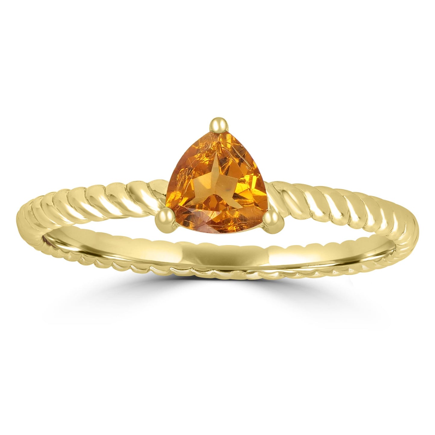 Callie 14k Gold Trillion Solitaire Citrine Gemstone Stackable Ring