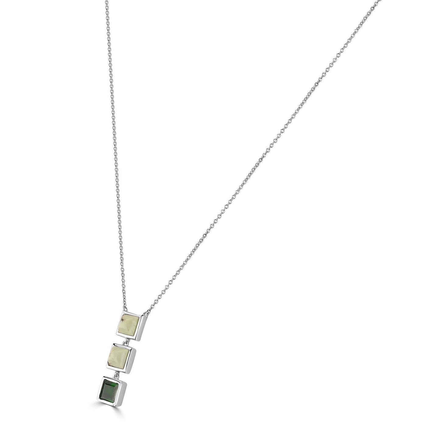 Gemistry "GG Collection Square lemon chrysoprase Gemstone High Polish Pendant Necklace in Sterling Silver