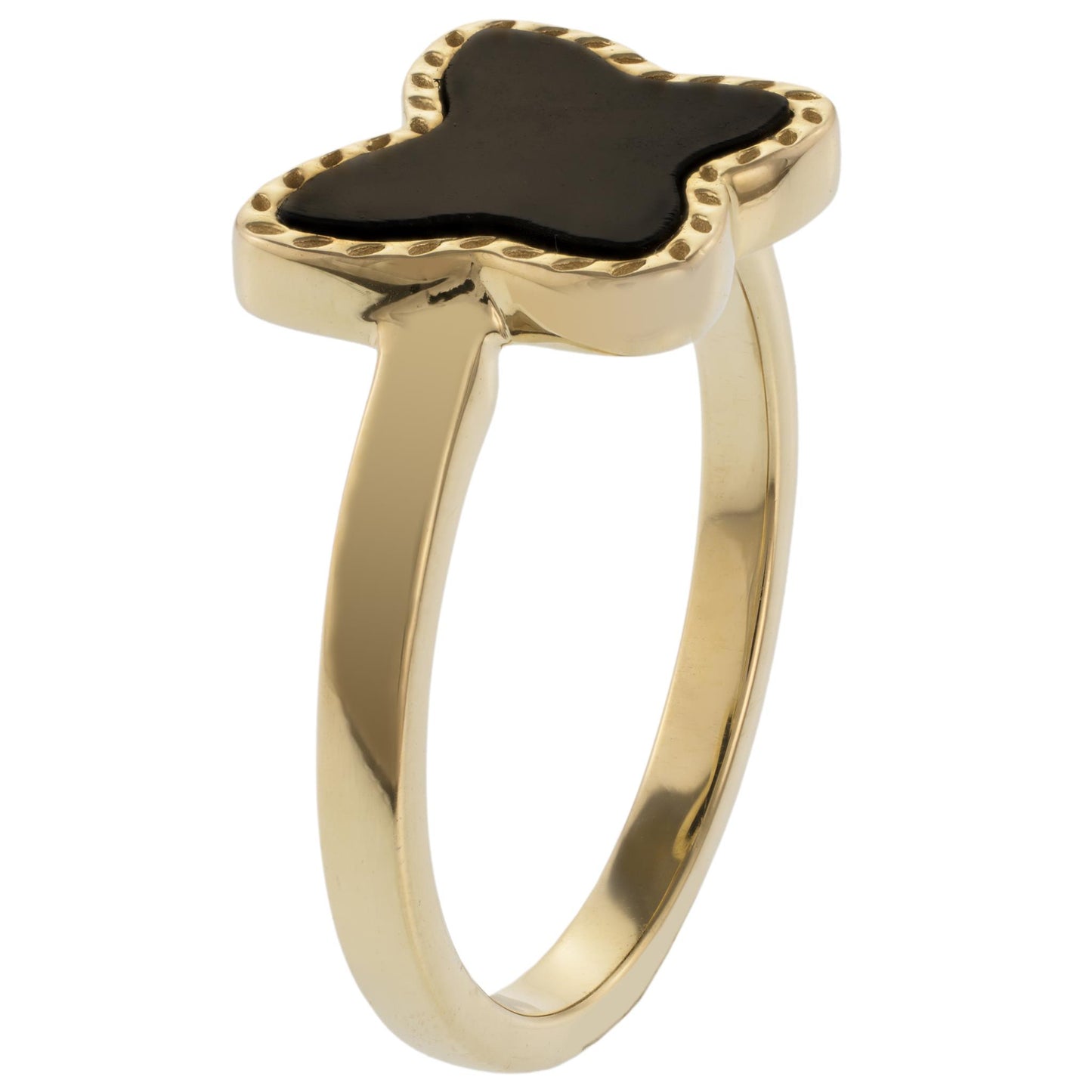 14K Gold Over Sterling Silver Black Onyx Butterfly Ring, Sizes 5 to 9