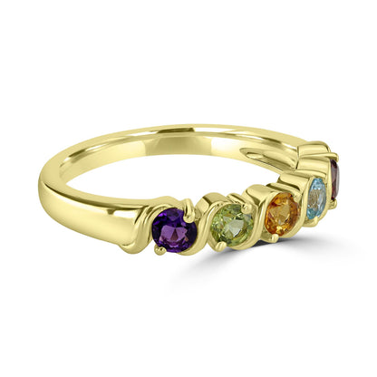 14K Gold Over Sterling Silver Multi-Color Gemstone Band Ring, Sizes 5 to 9