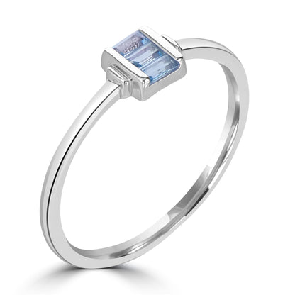 Ava Sterling Silver Sky Blue Topaz Stackable 3-Stone Baguette Ring, Sizes 6 to 8