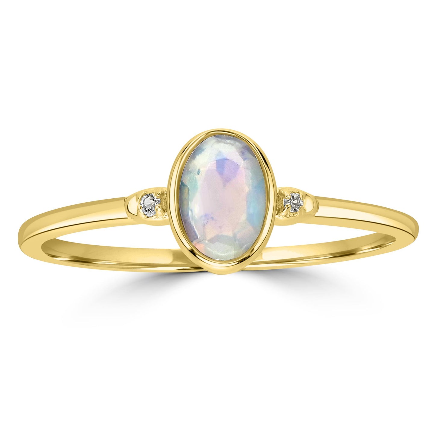 Kate 14k Gold over Sterling Silver Ethiopian Opal Gemstone Stackable Oval Ring