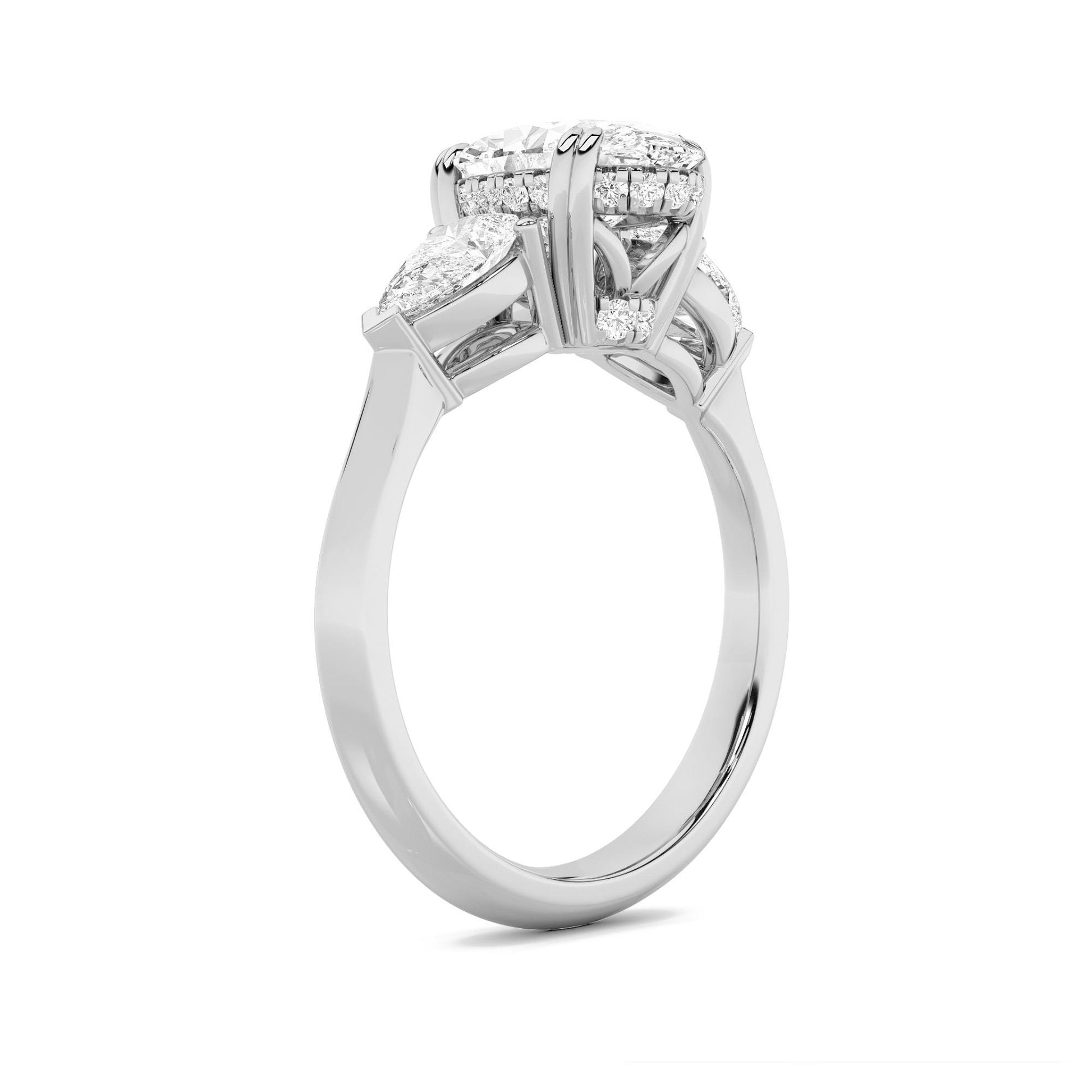 14K White Gold Lab Grown Diamond 3.0 CTTW Oval and Trillion Cut Ring