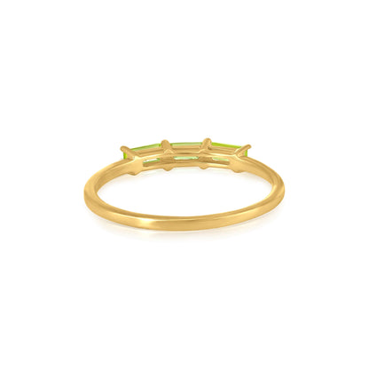 Heidi 14k Gold over Sterling Silver Peridot Gemstone Stackable 3-Stone Baguette Ring