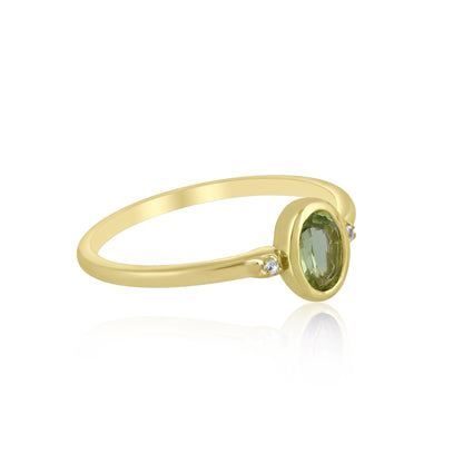 Kate 14k Gold over Sterling Silver Peridot Gemstone Stackable Oval Ring