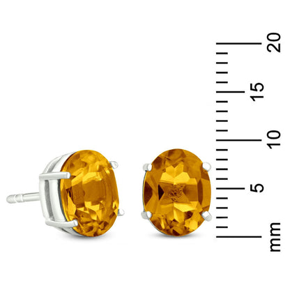 Gemistry Citrine Gemstone Stud Earrings for Women in Sterling Silver