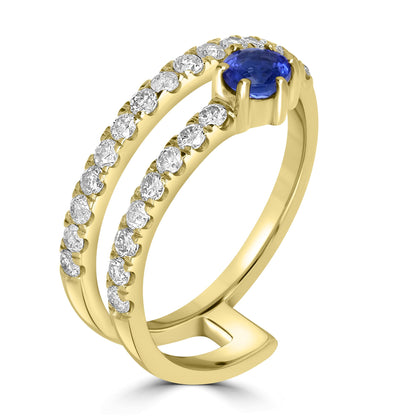 Haley 14k Gold Tanzanite Gemstone Bypass Stackable Ring