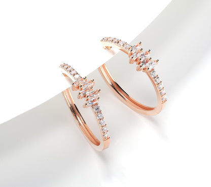 Kathy Levine Rose Gold-Plated Sterling Silver Cubic Zirconia Icicles Baguette 1-Inch Hoop Earrings