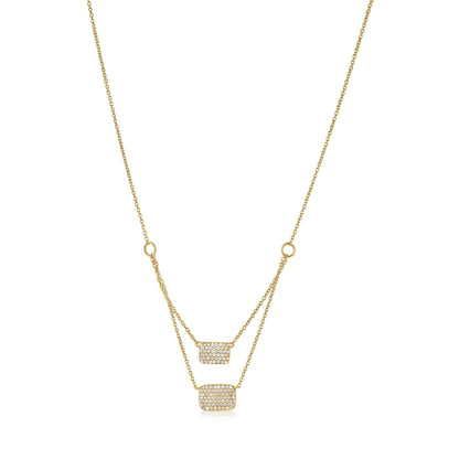 Gemistry 14K yellow gold 0.29 Ct Round Diamond Rectangular Charm Necklace(GH Color, SI1 Clarity)