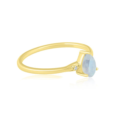 Dew 14K Gold Over Sterling Silver Moonstone Stackable Pear Ring, Sizes 6 to 8