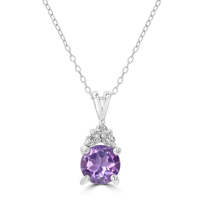 Sterling Silver Amethyst and Cubic Zirconia Cable Pendant Necklace, 18 to 20 Inches