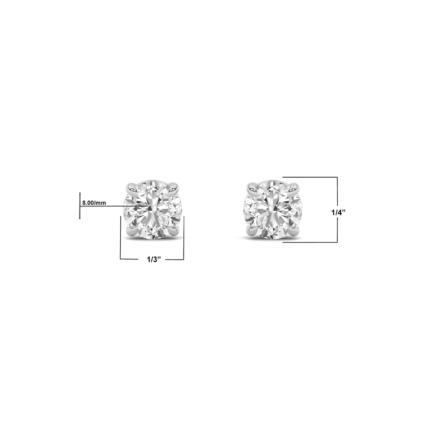 14K White Gold 4.0 CTTW Lab Grown Diamond Round Stud Earrings