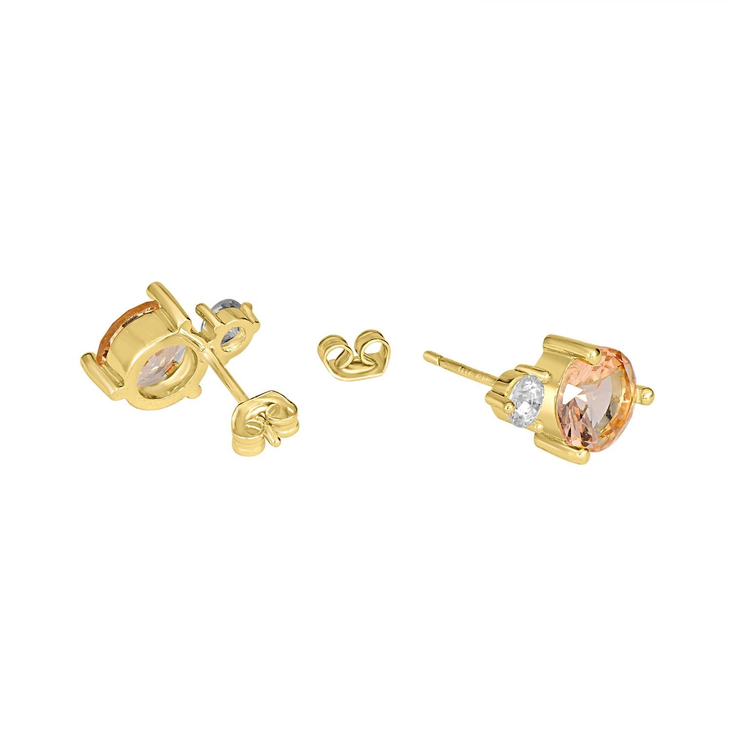 Bob Mackie Jewelry 14K Gold Over Brass Champagne and White Cubic Zirconia Stud Earrings