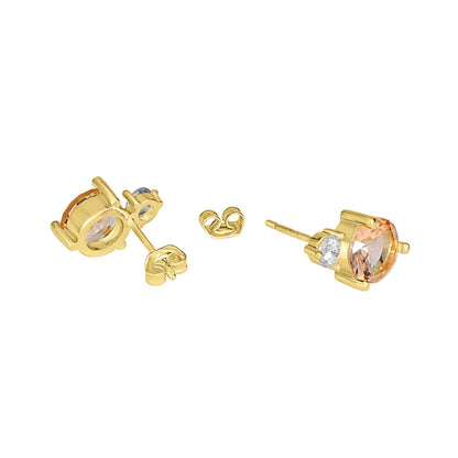 Bob Mackie Jewelry 14K Gold Over Brass Champagne and White Cubic Zirconia Stud Earrings