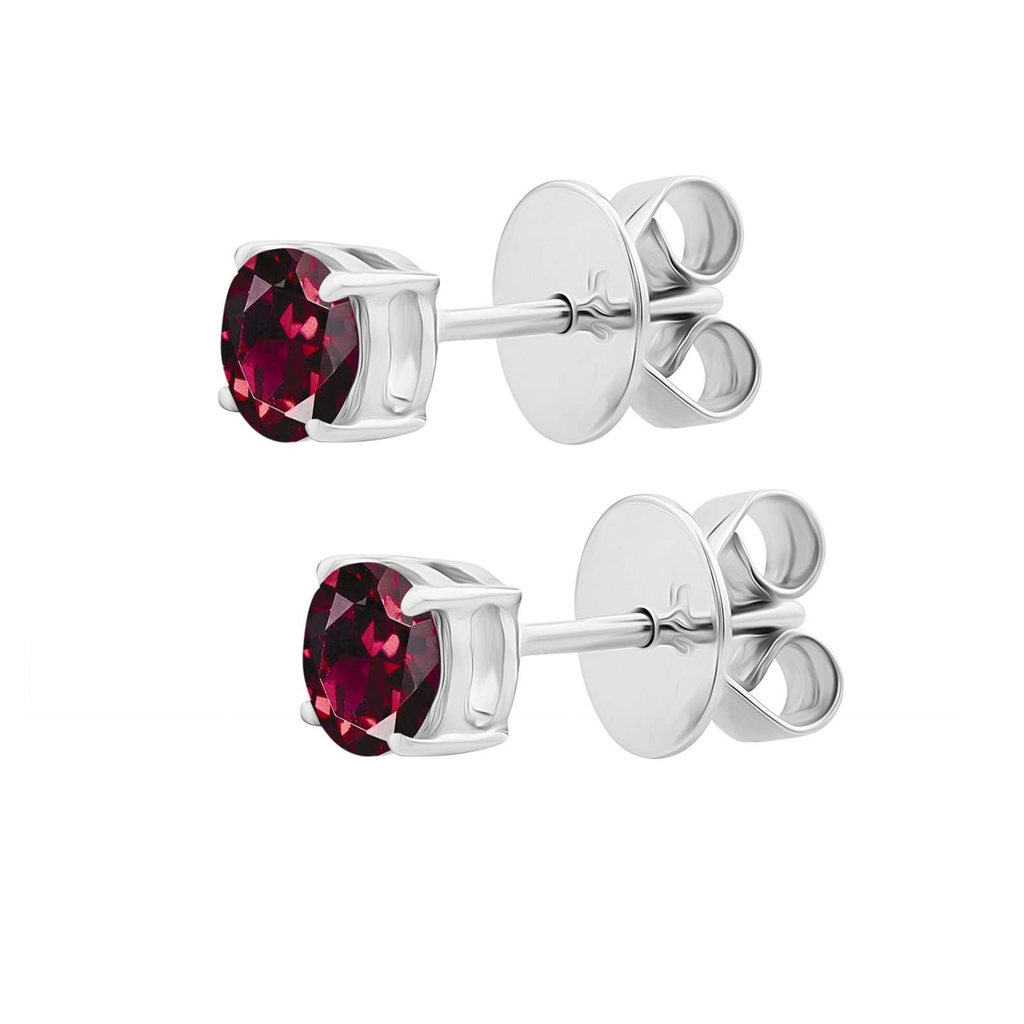 Gemistry 925 Sterling Silver Hypoallergenic 5MM Round Genuine Garnet Gemstone Birthstone Solitaire Post & Clutch Stud Earrings…