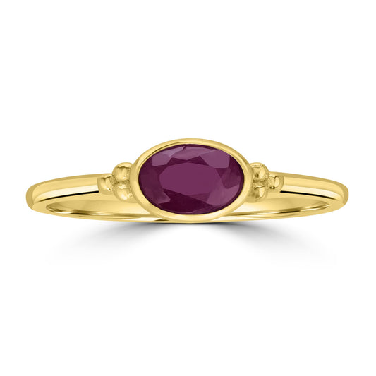 East-West 14K Gold Over Sterling Silver Ruby Stackable Solitaire Bezel Ring, Sizes 6 to 8