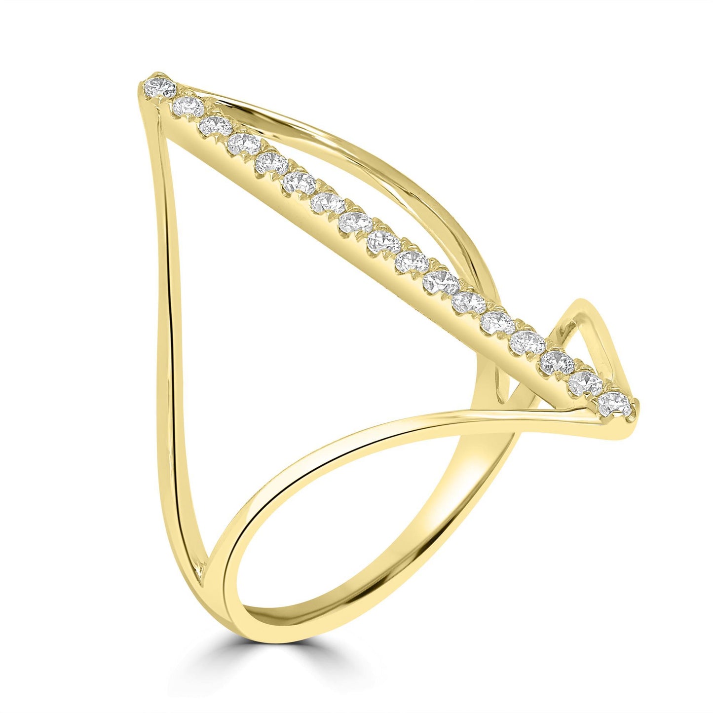 14K Gold Round Diamond Wave Ring, .22 Carats, Sizes 6 to 8