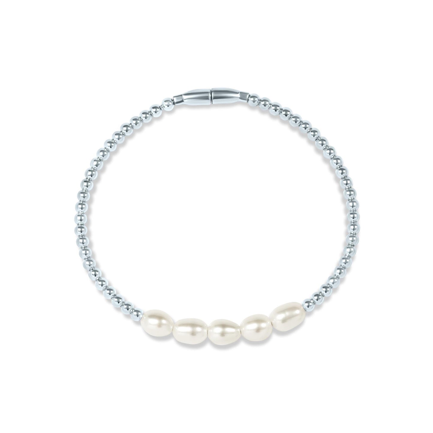 Sterling Silver Cultured Freshwater Pearl Beaded Bracelet