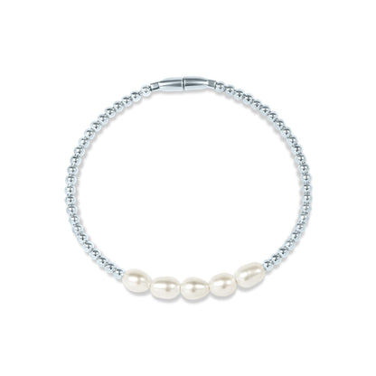 Sterling Silver Cultured Freshwater Pearl Beaded Bracelet