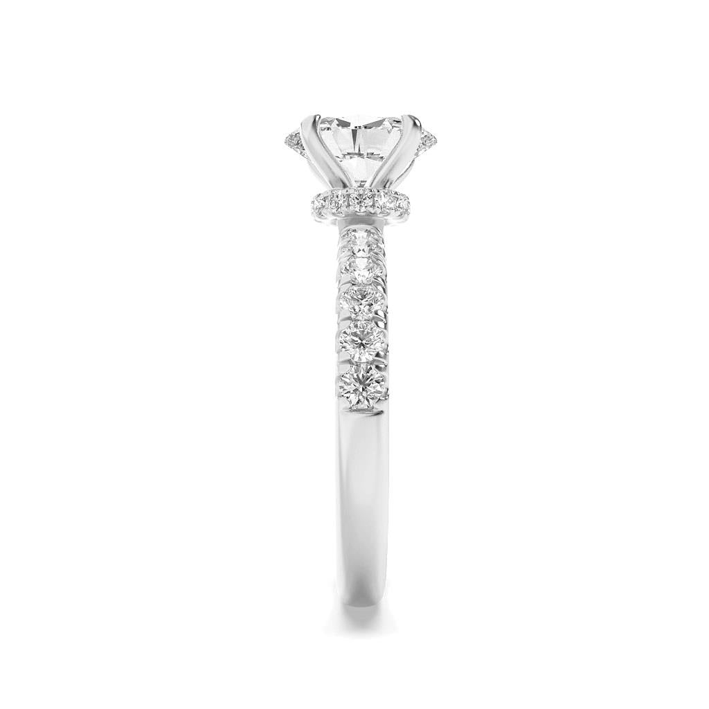 14K White Gold Lab Grown Diamond 2.0 CTTW Oval Cut Center Stone Ring