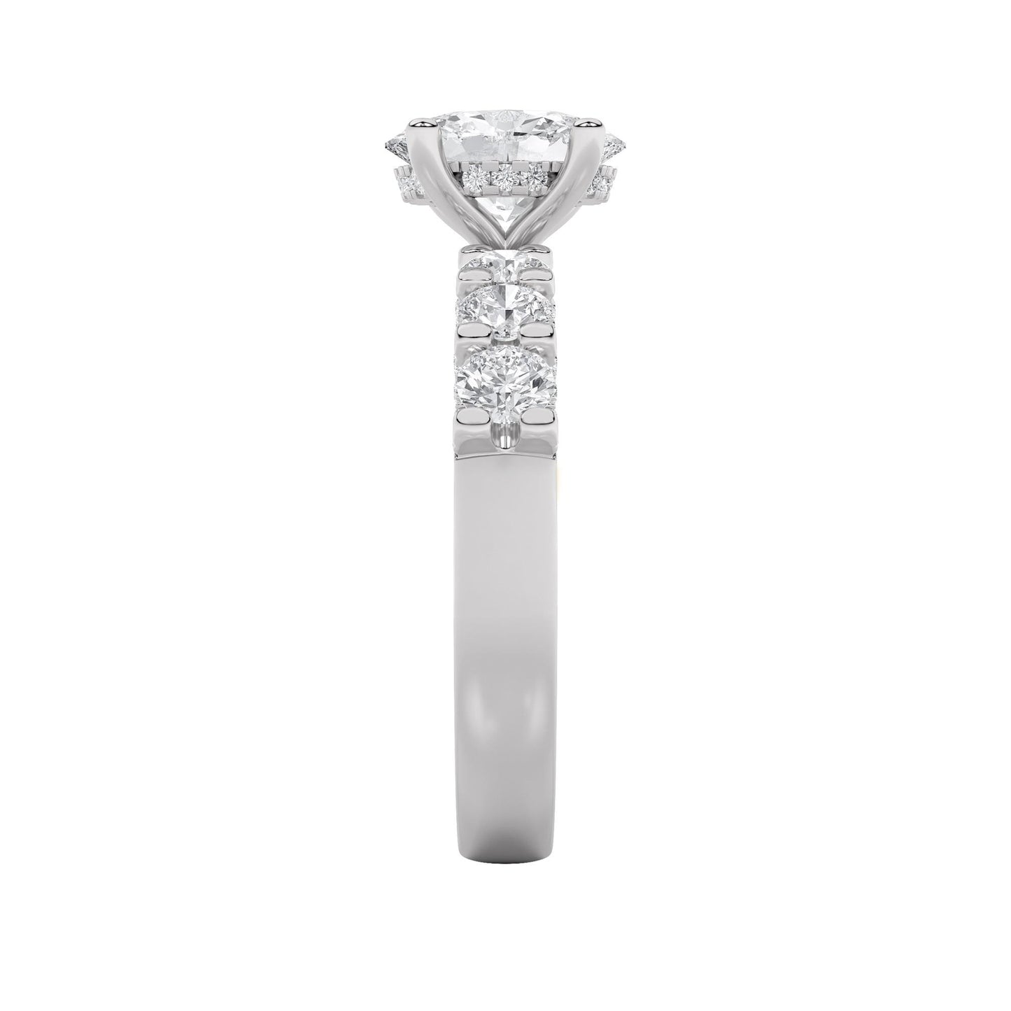 14K White Gold Lab Grown Diamond 2.5 CTTW Oval and Round Cut Ring
