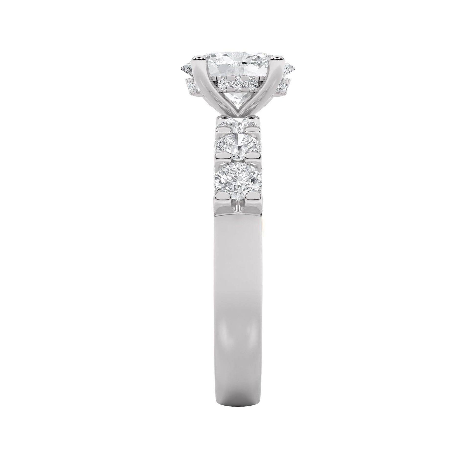 14K White Gold Lab Grown Diamond 2.5 CTTW Oval and Round Cut Ring