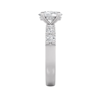 14K White Gold Lab Grown Diamond 2.5 CTTW Oval and Round Cut Ring