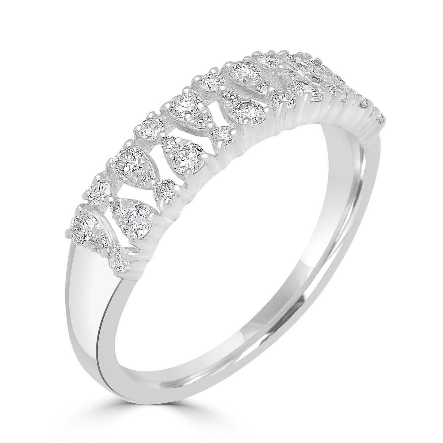 14K White Gold Round Diamond Eternity Ring, .43 Carats, Sizes 6 to 8