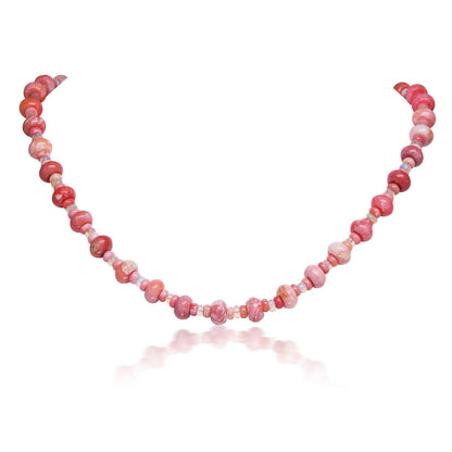 Gemistry Pink Opal Bead Necklace in Sterling Silver