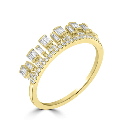 14K Gold Round Diamond Crown Ring, .38 Carats, Sizes 6 to 8