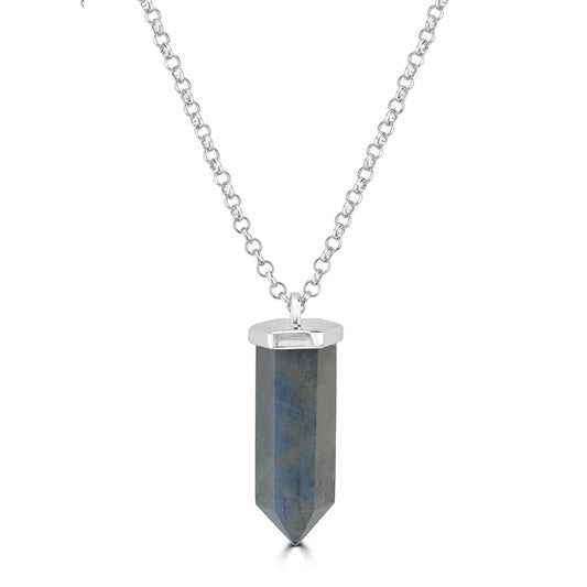 GG Collection Sterling Silver Labradorite Gemstone Pendant Necklace, 20 Inches