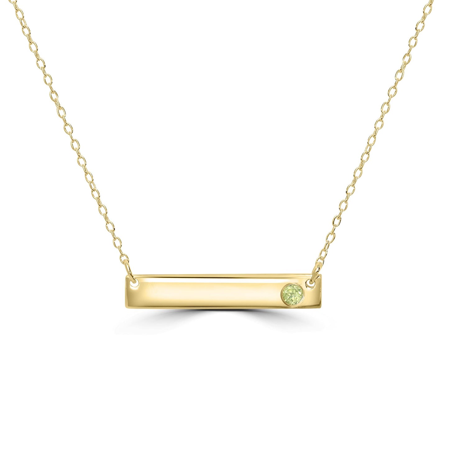 Gemistry Audrey Round Genuine Peridot Asymmetrical Bar Necklace