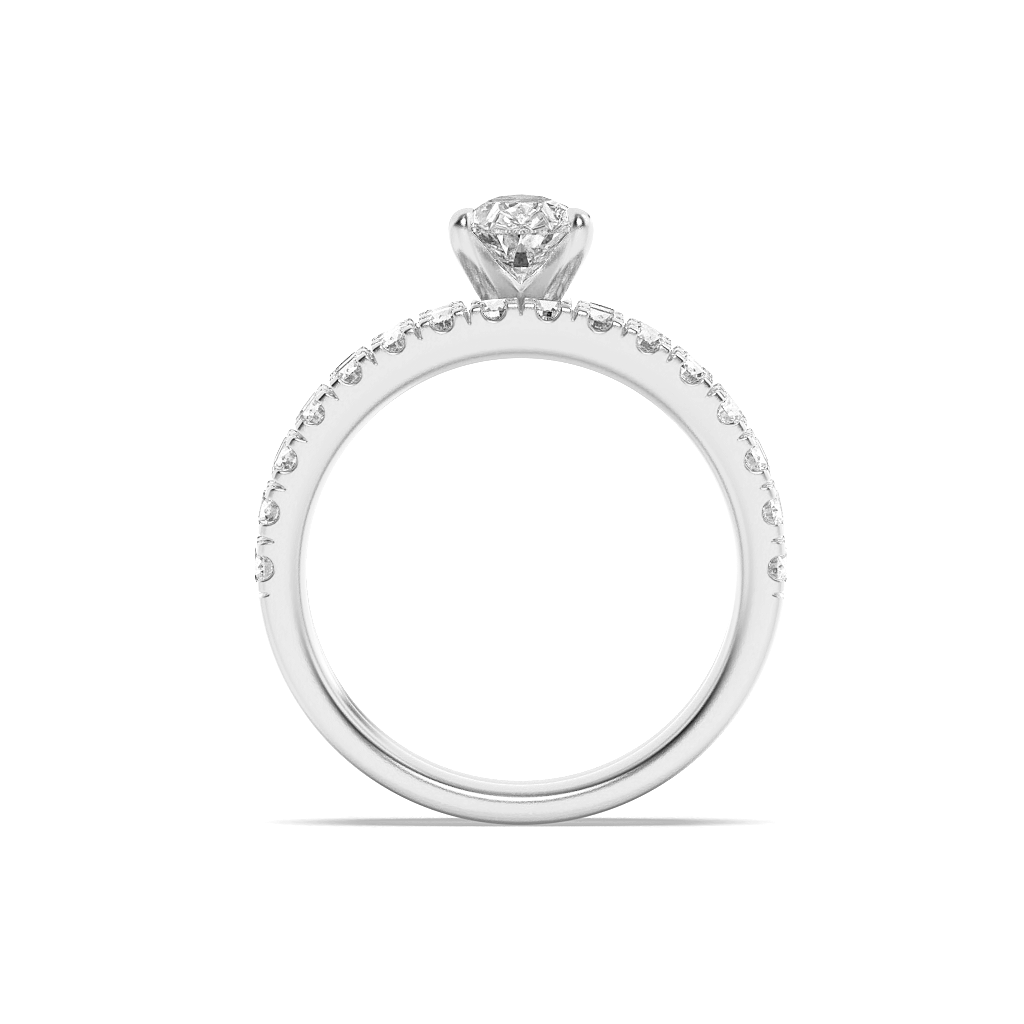 14K White Gold Lab Grown Diamond 2.0 CTTW Pear Cut Center Stone Wedding Set