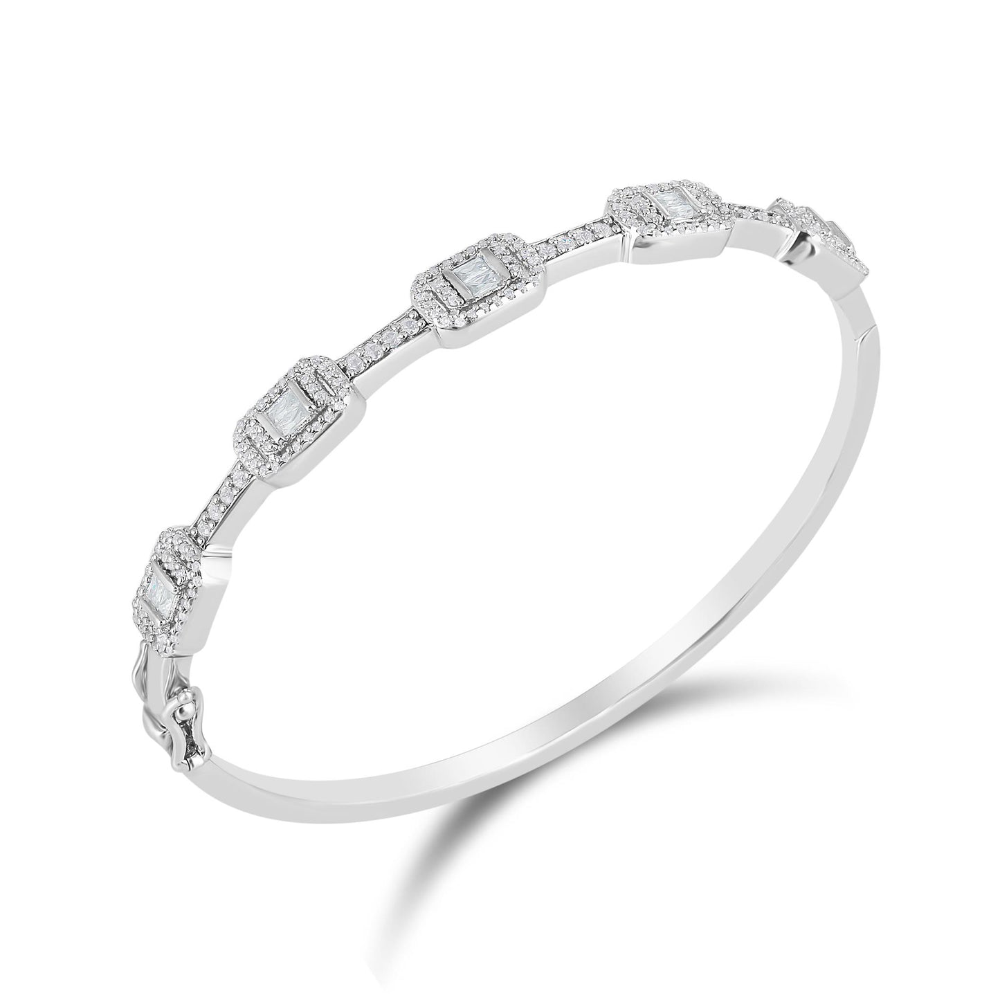 Gemistry Judy Crowell Jewelry Sterling Silver Rectangle Station Cubic Zirconia Bangle Bracelet