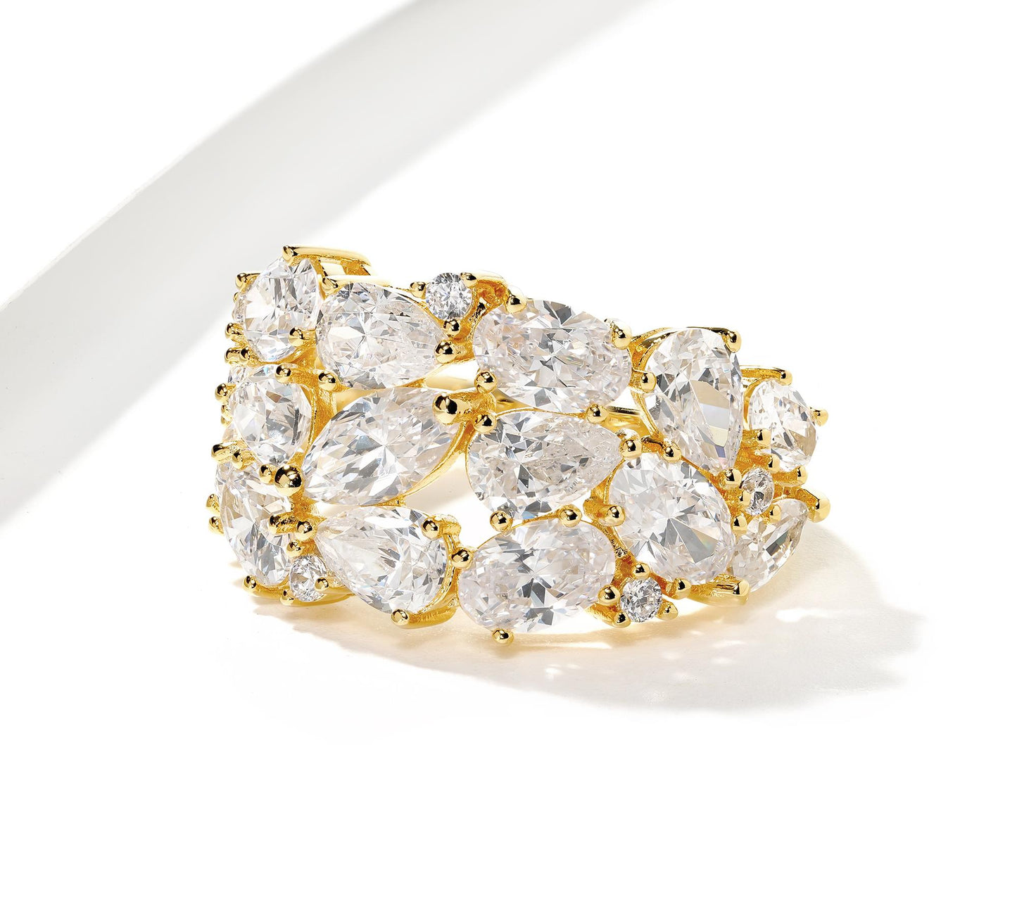 Kathy Levine 14K Gold-Plated Sterling Silver Cubic Zirconia Multi-Shape Ring