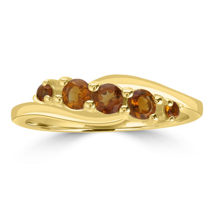 Angela 14K Gold Over Sterling Silver Citrine 5-Stone Wave Ring, Sizes 6 to 8