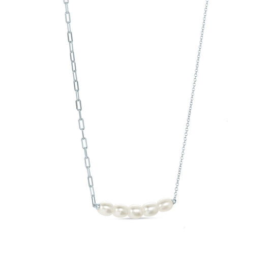 Sterling Silver White Cultured Freshwater Pearl Necklace