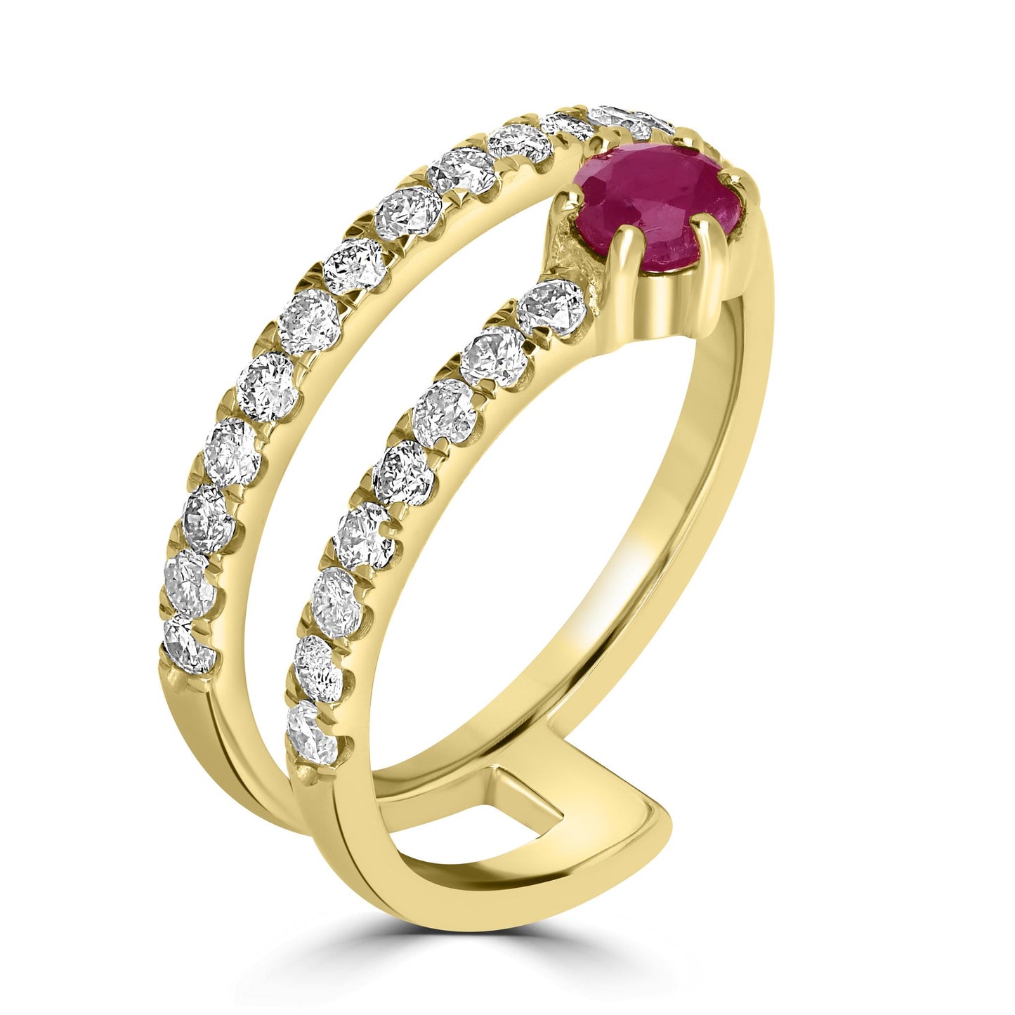 Haley 14k Gold Ruby Gemstone Bypass Stackable Ring