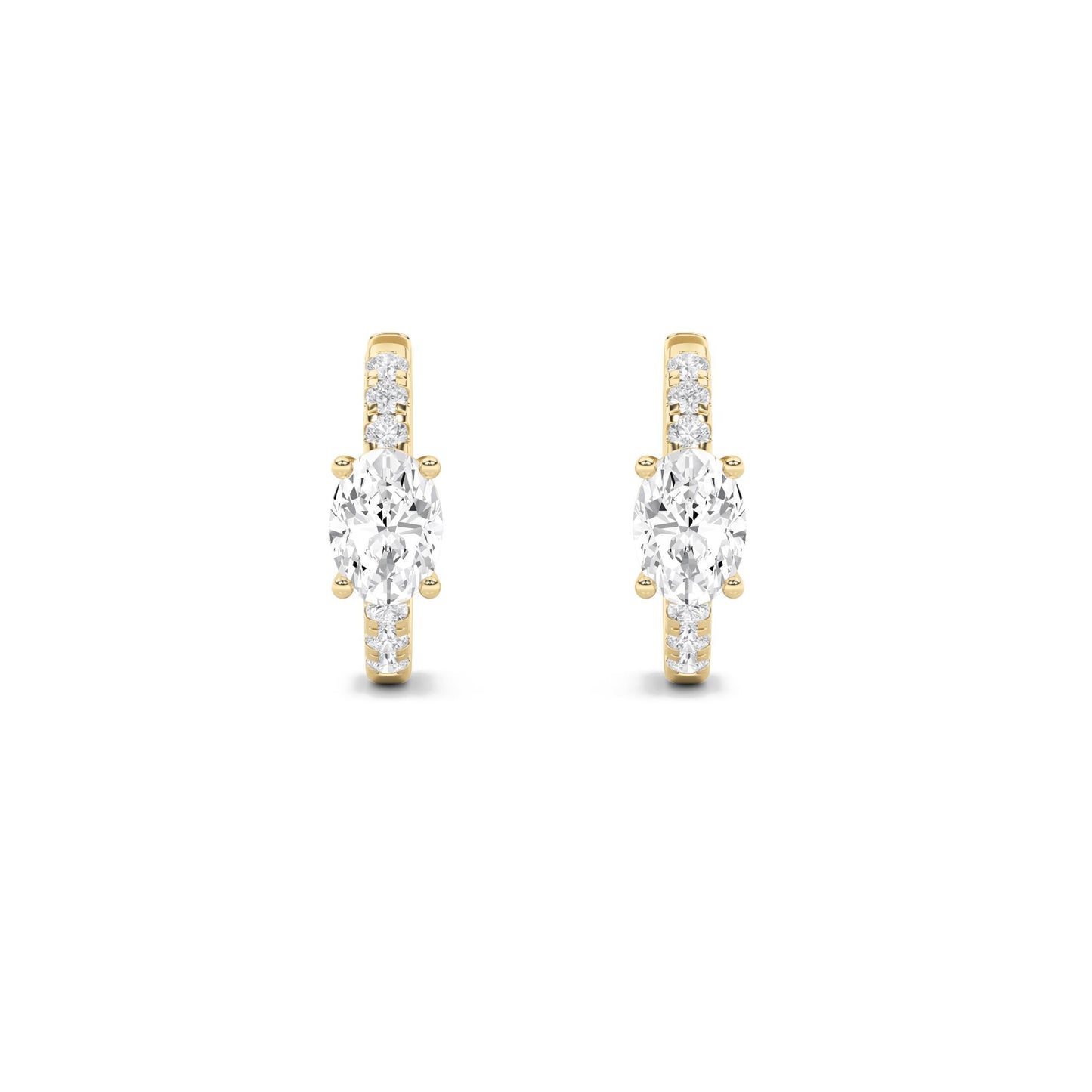 14K Gold 1.5 CTTW Lab Grown Diamond Oval Cut Hoop Earrings