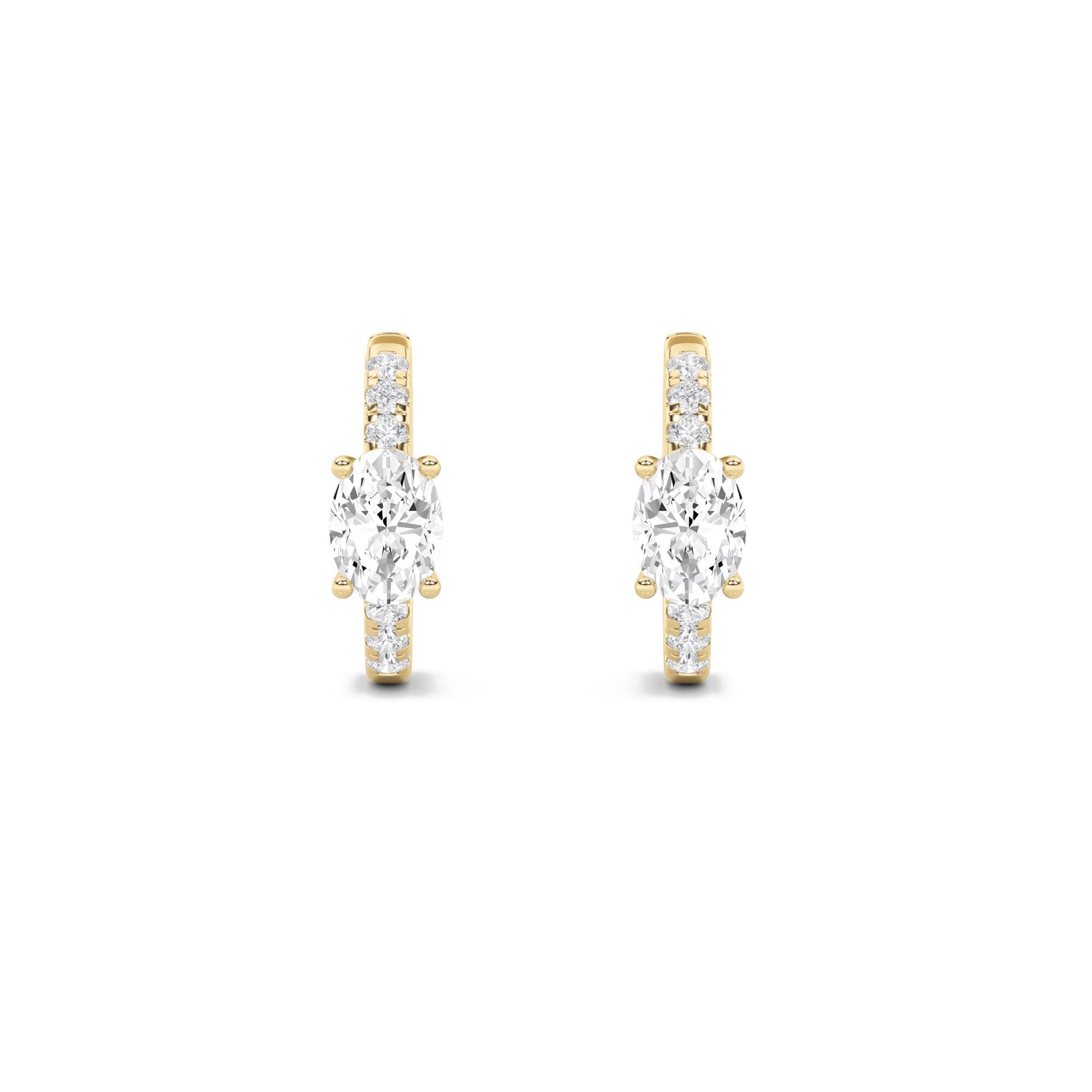14K Gold 1.5 CTTW Lab Grown Diamond Oval Cut Hoop Earrings