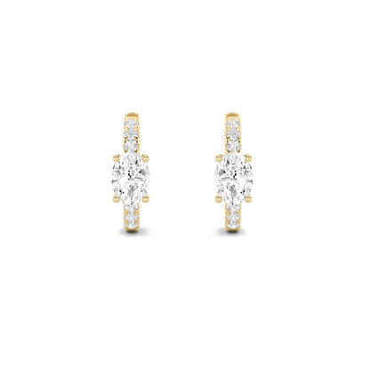 14K Gold 1.5 CTTW Lab Grown Diamond Oval Cut Hoop Earrings