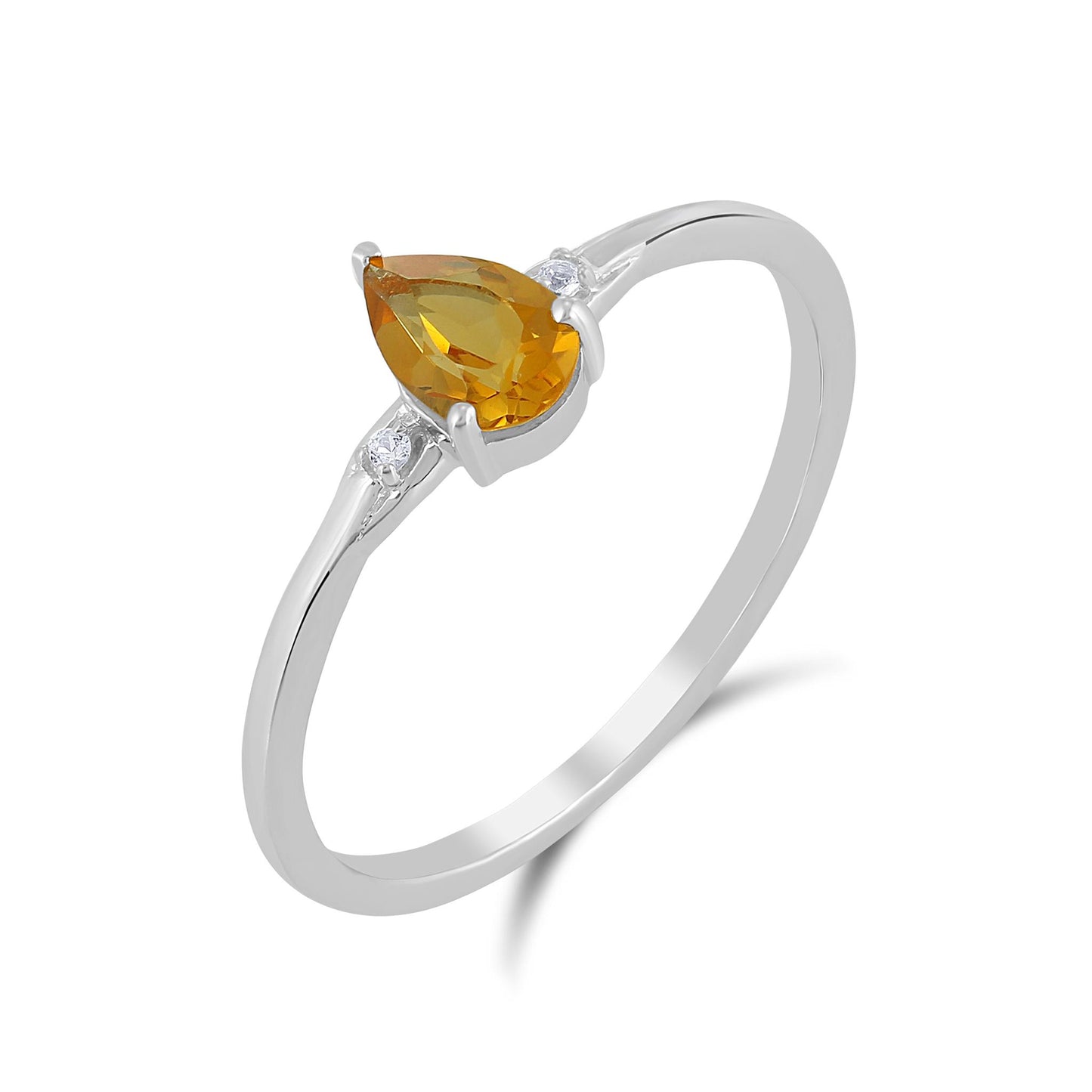 Dew 14k Gold Citrine Gemstone Stackable Pear Ring