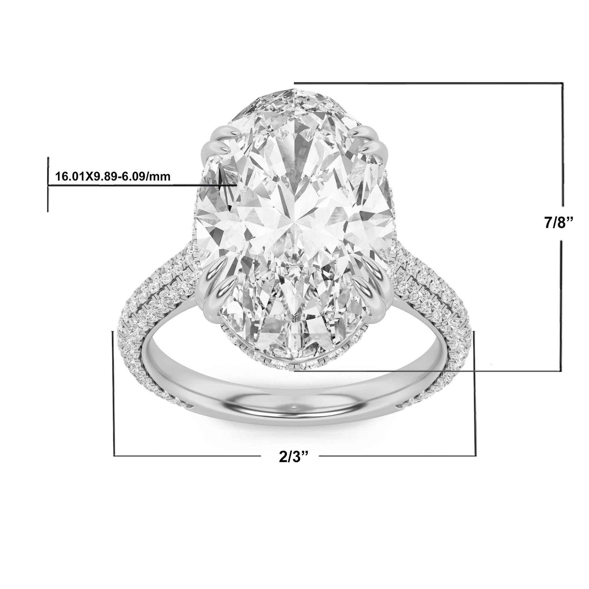 14K White Gold Lab Grown Diamond 7.0 CTTW Oval Cut Ring
