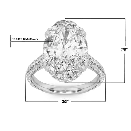 14K White Gold Lab Grown Diamond 7.0 CTTW Oval Cut Ring