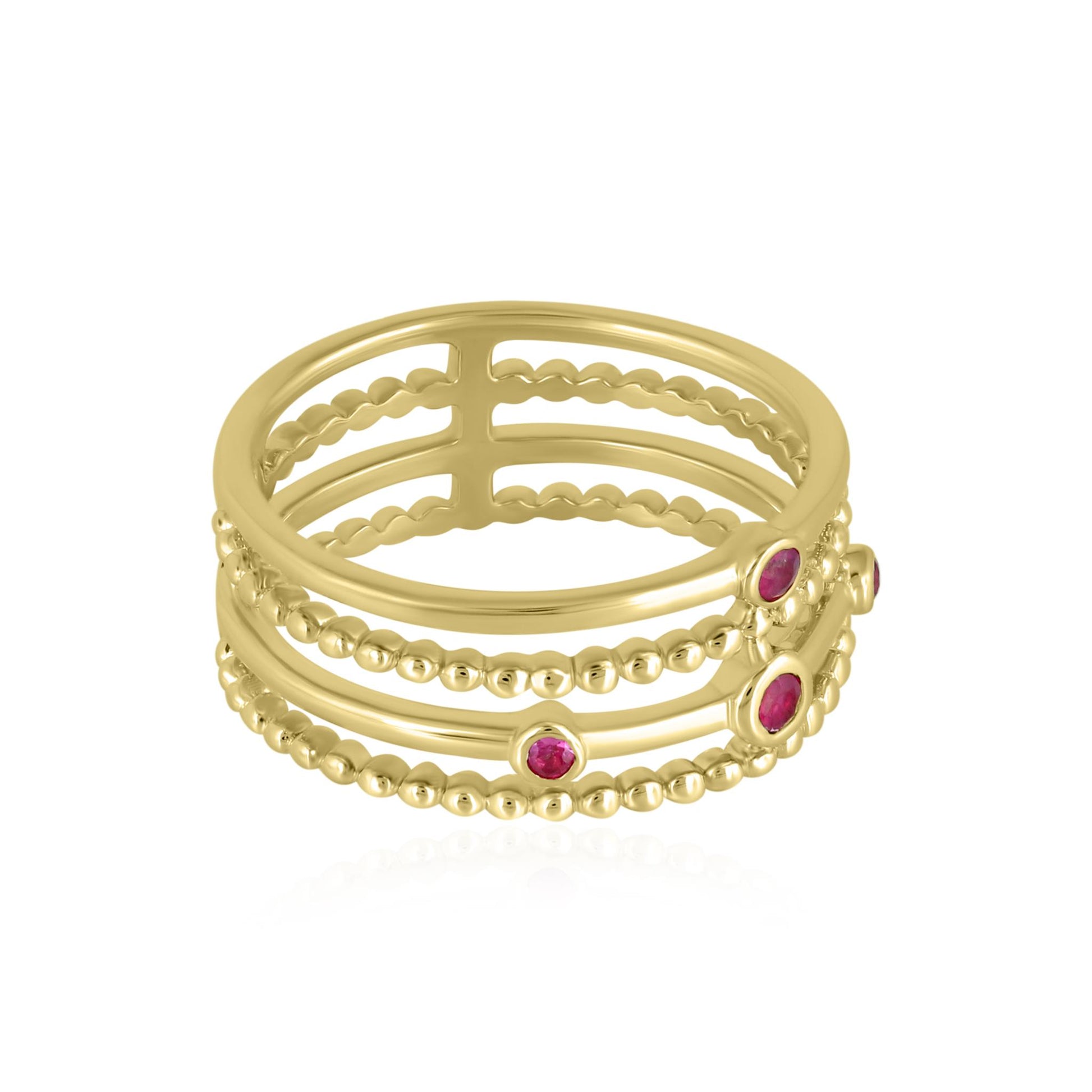 Waverly 14k Gold Ruby Gemstone 4 Row Stackable Ring