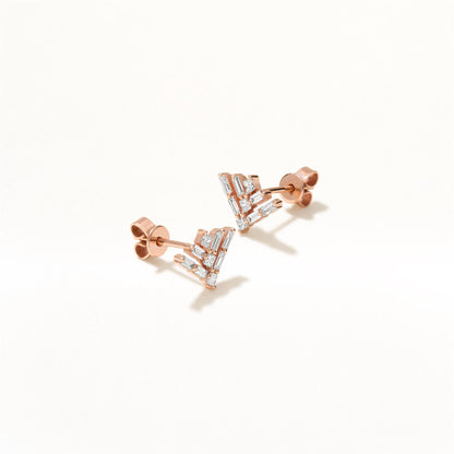 Gemistry Women 14K Rose Gold 0.39Ct Baguette and Princess Diamond Stud Earrings (GH Color, SI1 Clarity)