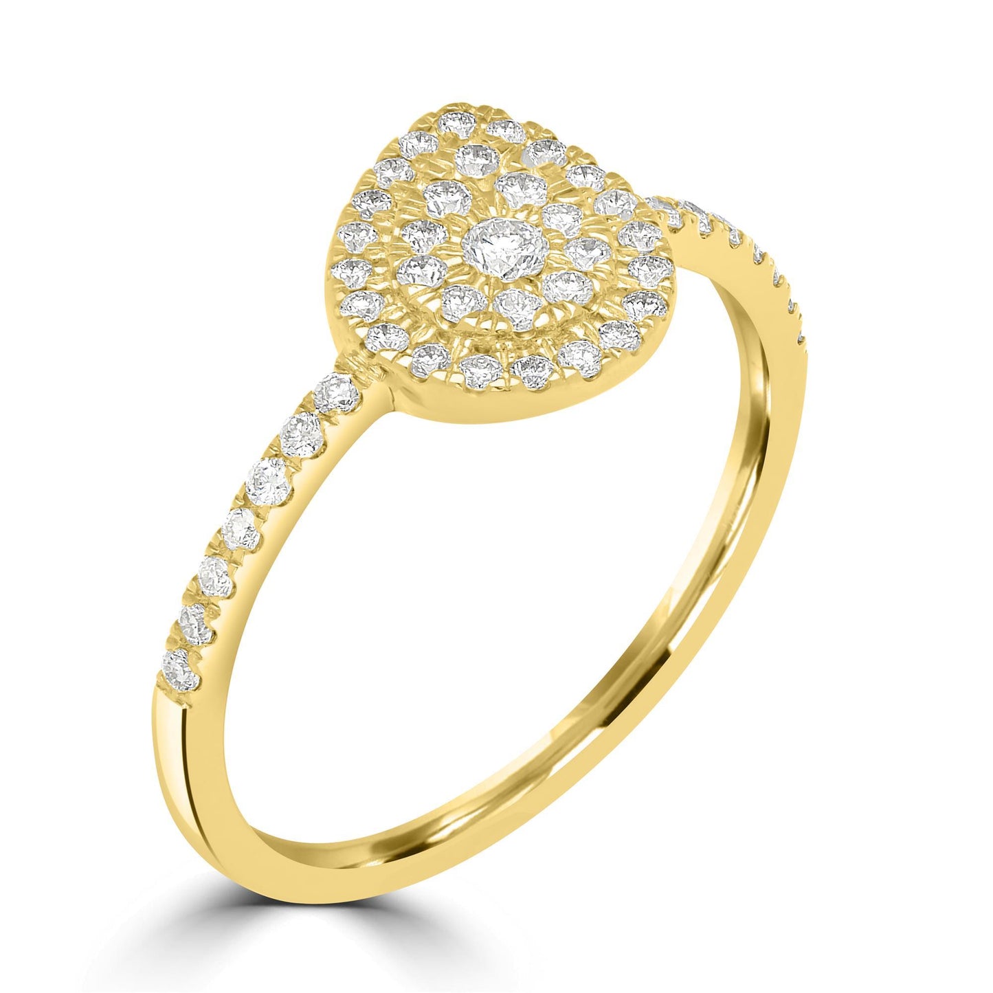 14K Gold Round Diamond Teardrop Cluster Ring, .32 Carats, Sizes 6 to 8