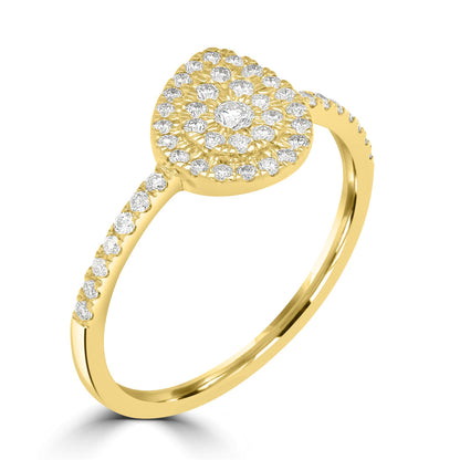 14K Gold Round Diamond Teardrop Cluster Ring, .32 Carats, Sizes 6 to 8