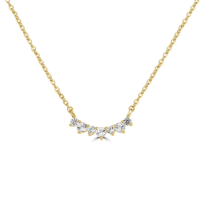 Gemistry Grace Round White Topaz Curved Bar Necklace with 18 Inch Cable Chain