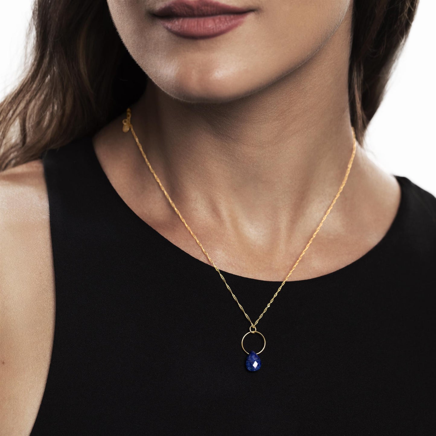 14K Gold Over Sterling Silver Lapis 18 Inch Pendant Necklace and Dangle Earring Set